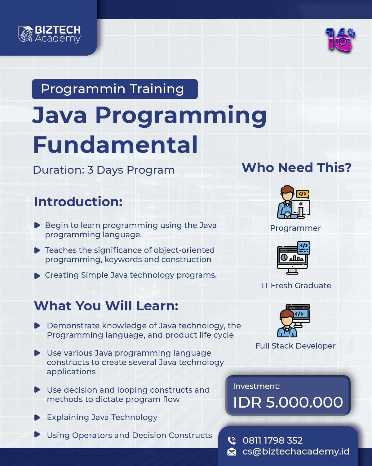 Registrasi Java Fundamental - Biztech Academy
